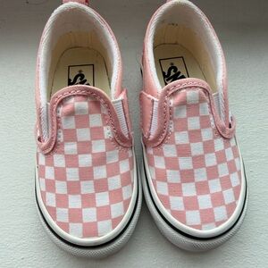 Vans Kids Slip-On Checkerboard Pink and White